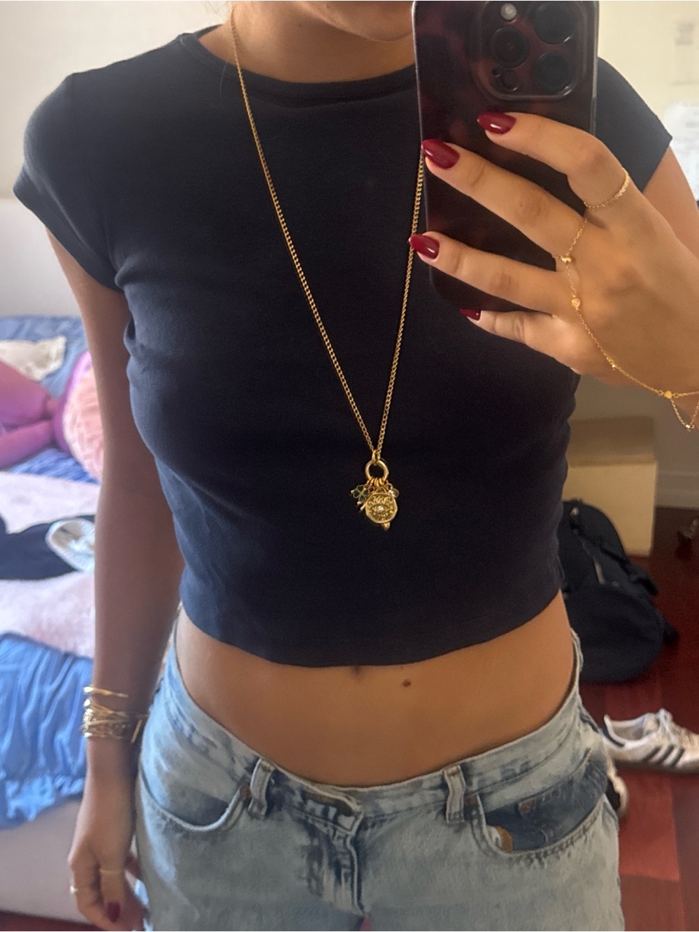 Cropped Black Short-Sleeve Crewneck Tee - Slim Fit